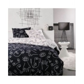 Set di copripiumino TODAY faces Nero 220 x 240 cm 3 Pezzi