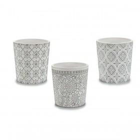 Vaso Modello Bianco Grigio Ceramica 12,3 x 12 x 12,3 cm (144 Unità)