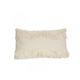 Cuscino Romimex Bianco Con frange 30 x 10 x 50 cm