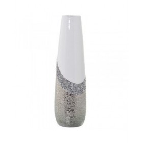 Vaso Alexandra House Living Bianco Argentato Ceramica Luminoso 13 x 13 x 45 cm
