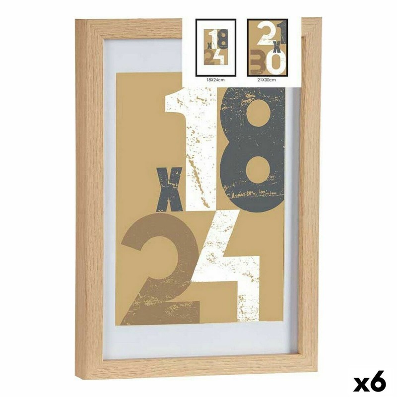Cornice Portafoto 24 x 2,5 x 32,5 cm Naturale Vetro Legno MDF (6 Unità)