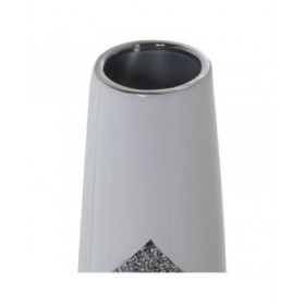 Vaso Alexandra House Living Bianco Argentato Ceramica Luminoso 13 x 13 x 45 cm