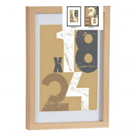 Cornice Portafoto 24 x 2,5 x 32,5 cm Naturale Vetro Legno MDF (6 Unità)