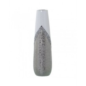 Vaso Alexandra House Living Bianco Argentato Ceramica Luminoso 13 x 13 x 45 cm