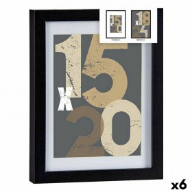 Cornice Portafoto 20,5 x 2,5 x 26,5 cm Nero Vetro Legno MDF (6 Unità)