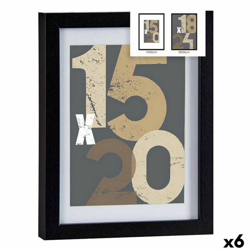 Cornice Portafoto 20,5 x 2,5 x 26,5 cm Nero Vetro Legno MDF (6 Unità)