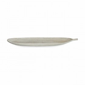 Vassoio Bianco Legno MDF Foglia della pianta 59,5 x 3 x 21,6 cm Decorazione (6 Unità)