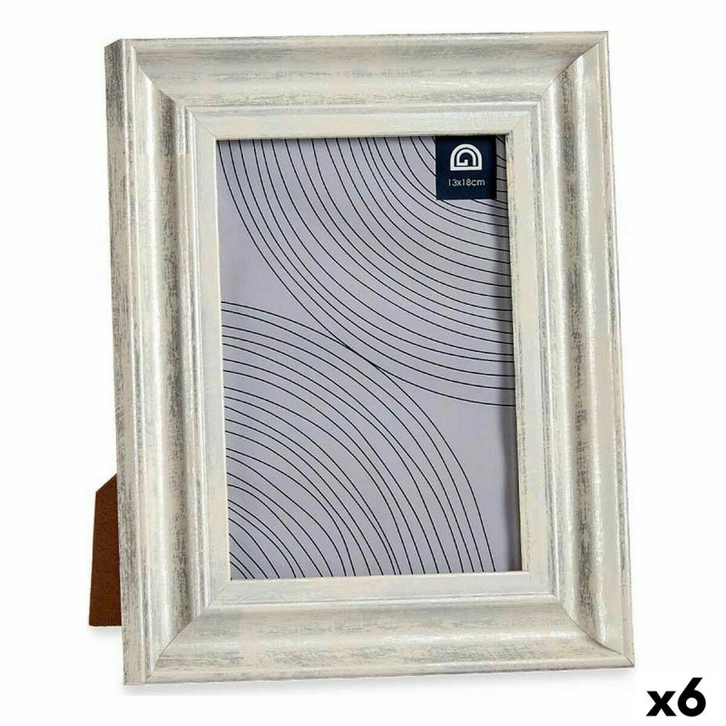 Cornice Portafoto 19 x 2 x 24 cm Cristallo Argentato Legno Marrone Plastica (6 Unità)