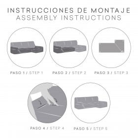 Rivestimento per chaise longue braccio lungo sinistro Eysa JAZ Grigio scuro 180 x 120 x 360 cm