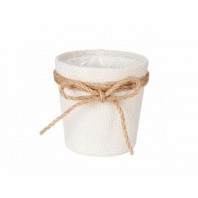 Vaso Fiocco Bianco Stoffa 11 x 10,5 x 11 cm (24 Unità)