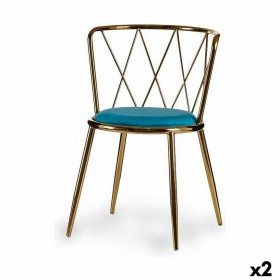 Sedia Rombos Azzurro Dorato 50,5 x 73 x 51 cm (2 Unità)