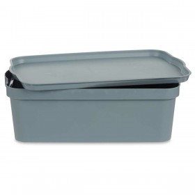 Scatola portaoggetti con coperchio Grigio Plastica 14 L 29,5 x 14,3 x 45 cm (12 Unità)