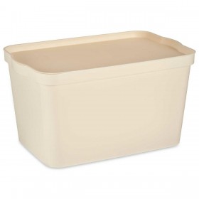 Scatola portaoggetti con coperchio Crema Plastica 24 L 29,3 x 24,5 x 45 cm (6 Unità)