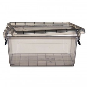 Scatola portaoggetti con coperchio Antracite Plastica 8,5 L 24 x 16 x 37 cm (12 Unità)
