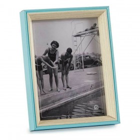 Cornice Portafoto Cristallo Azzurro Bianco 3 x 20 x 15 cm Legno MDF (6 Unità)
