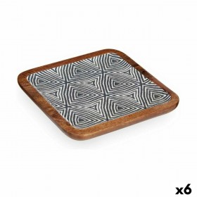 Centrotavola Bianco Marrone Nero Etnico 25 x 25 cm (6 Unità)
