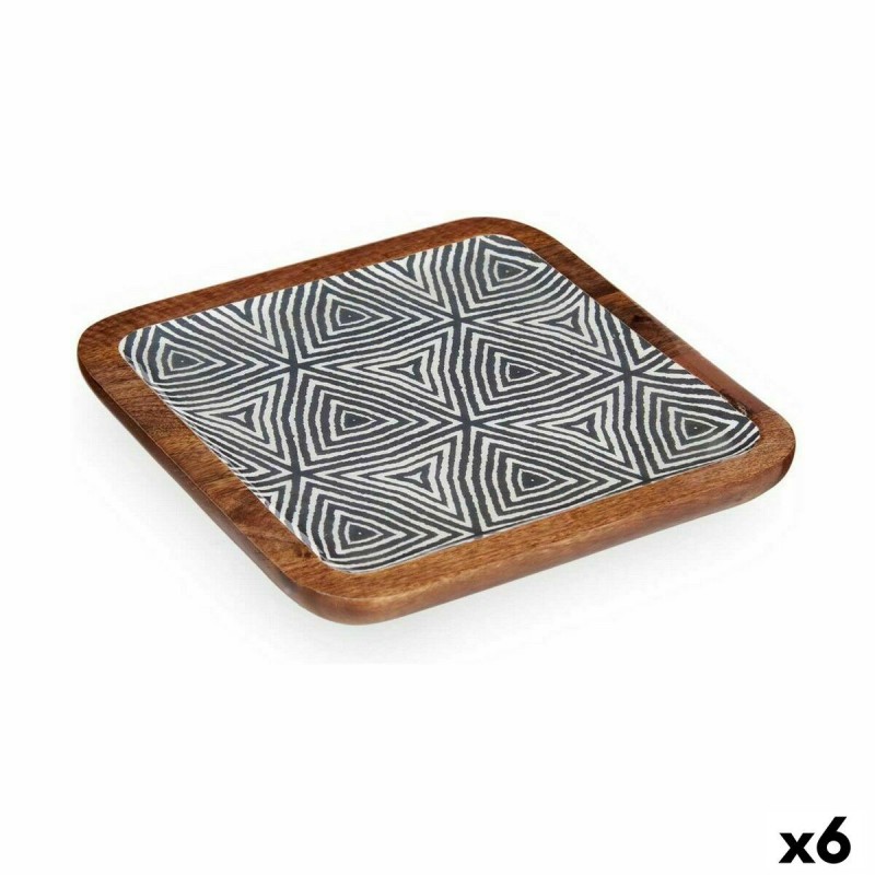 Centrotavola Bianco Marrone Nero Etnico 25 x 25 cm (6 Unità)