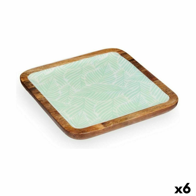 Centrotavola Bianco Marrone Verde Foglia della pianta 25 x 25 cm (6 Unità)