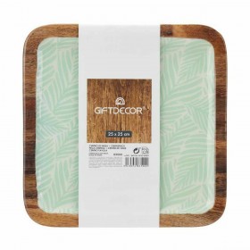 Centrotavola Bianco Marrone Verde Foglia della pianta 25 x 25 cm (6 Unità)