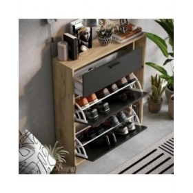 Scarpiera Leona Marrone Rovere Melammina 90 x 25 x 102 cm