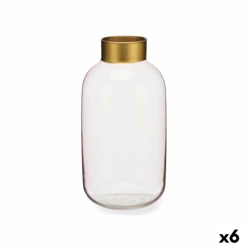 Vaso Rosa Dorato Vetro 14,5 x 29,5 x 14,5 cm (6 Unità)