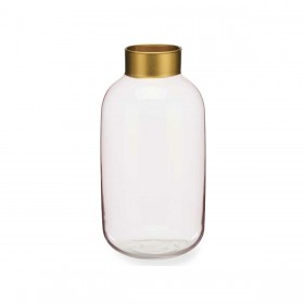 Vaso Rosa Dorato Vetro 14,5 x 29,5 x 14,5 cm (6 Unità)