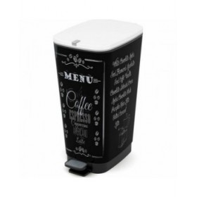 Secchio della Spazzatura a Pedale KIS CHIC Coffee Motif Nero 50 L