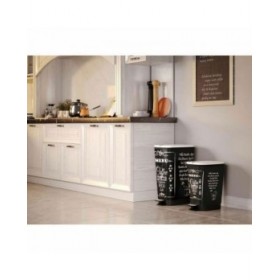Secchio della Spazzatura a Pedale KIS CHIC Coffee Motif Nero 50 L