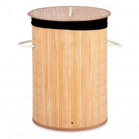 Cesto per i Panni Sporchi Naturale Nero Metallo Bambù 48 L Legno MDF (4 Unità)