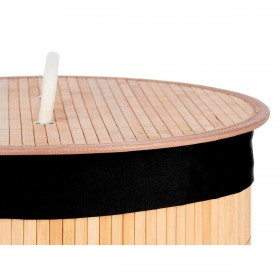 Cesto per i Panni Sporchi Naturale Nero Metallo Bambù 48 L Legno MDF (4 Unità)