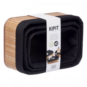 Organizzatori Set Nero Naturale Bambù 31 x 12 x 21 cm (4 Unità)