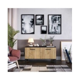 Scarpiera THEO  Marrone Nero Rovere Melammina 100 x 40 x 52 cm