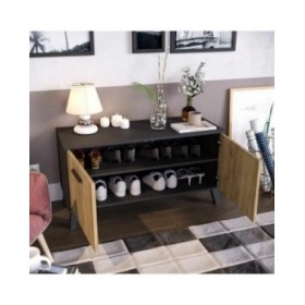 Scarpiera THEO  Marrone Nero Rovere Melammina 100 x 40 x 52 cm
