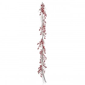 Ghirlanda di Natale Ramo Bianco Rosso Plastica 180 x 14 cm (4 Unità)