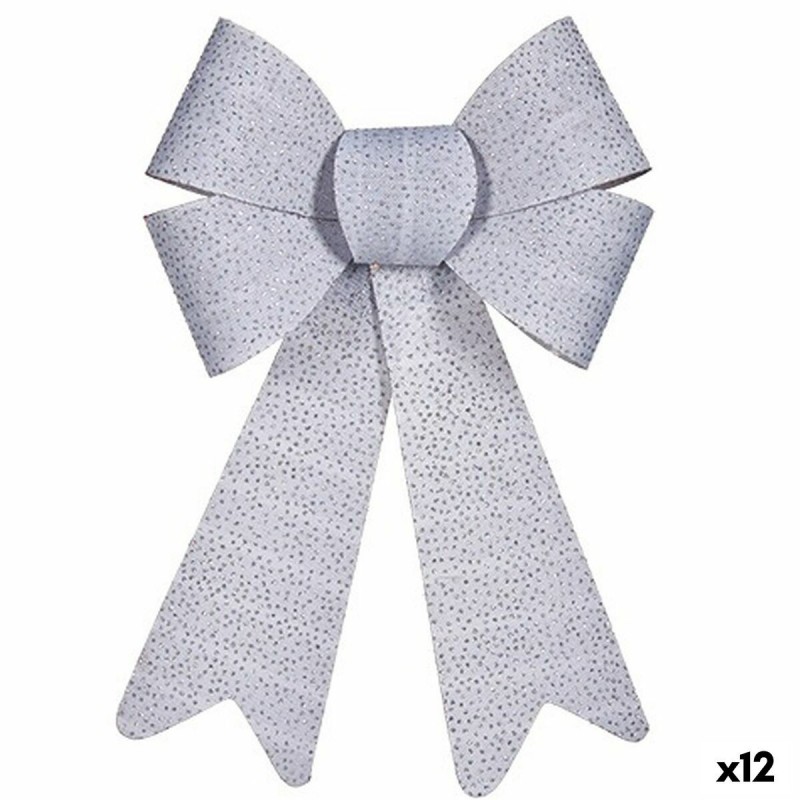 Fiocco Decorazione Natalizia Punti Argentato PVC 16 x 24 x 4 cm (12 Unità)