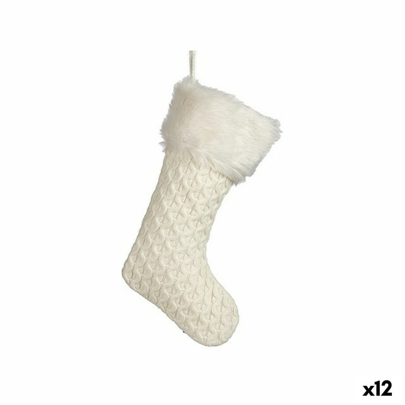 Decorazione Natalizia Calza di Natale Bianco 28 x 4 x 46 cm (12 Unità)