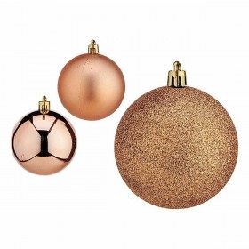 Set di palline di Natale Rame Plastica Ø 7 cm (12 Unità)
