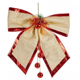 Fiocco Decorazione Natalizia Rosso Dorato Plastica 53 x 50 x 9 cm (4 Unità)