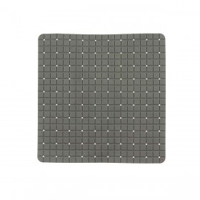 Tappetino Antiscivolo da Doccia Quadri Grigio PVC 50,3 x 50,3 x 0,7 cm (6 Unità)
