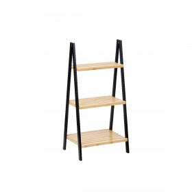 Scaffale da Bagno Nero Naturale Bambù Legno di pino 40,3 x 81,5 x 30 cm