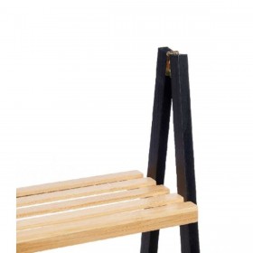 Scaffale da Bagno Nero Naturale Bambù Legno di pino 40,3 x 81,5 x 30 cm