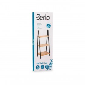 Scaffale da Bagno Nero Naturale Bambù Legno di pino 40,3 x 81,5 x 30 cm