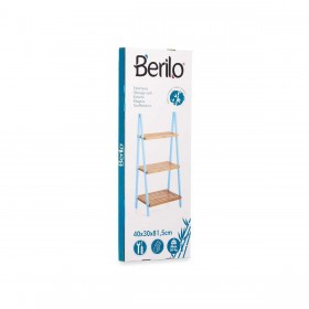 Scaffale da Bagno Azzurro Naturale Bambù Legno di pino 40,3 x 81,5 x 30 cm