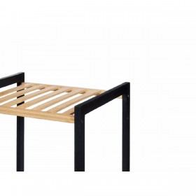 Scaffale da Bagno 35 x 30 x 100 cm Nero Naturale Bambù Legno di pino