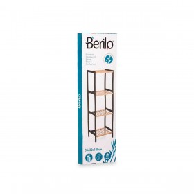 Scaffale da Bagno 35 x 30 x 100 cm Nero Naturale Bambù Legno di pino