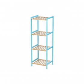 Scaffale da Bagno 35 x 30 x 100 cm Azzurro Naturale Bambù Legno di pino