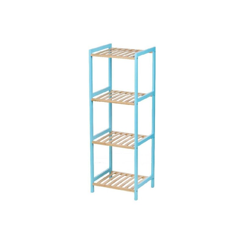 Scaffale da Bagno 35 x 30 x 100 cm Azzurro Naturale Bambù Legno di pino