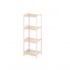 Scaffale da Bagno 35 x 30 x 100 cm Rosa Naturale Bambù Legno di pino