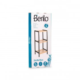 Scaffale da Bagno 35 x 30 x 70 cm Nero Naturale Bambù Legno di pino
