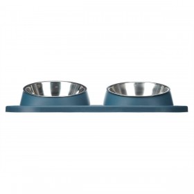 Ciotola per cani Azzurro Metallo 40 x 8,5 x 22 cm Doppia